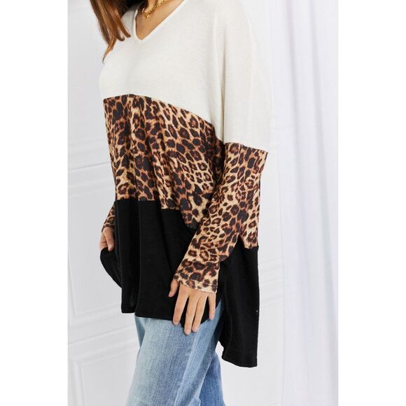Culture Code Paws For Effect Leopard Color Block Top - Picture 5 of 5
